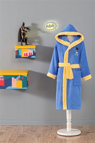 ÖZDİLEK Batman Gotham City Lisanslı Kapüşonlu Çocuk Bornozu 7/8 Yaş
