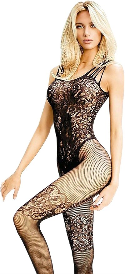 Özel Işlemeli Tam Boy S/m-l/xl Beden Kadın Siyah Jartiyerli Fantezi Vücut Çorap