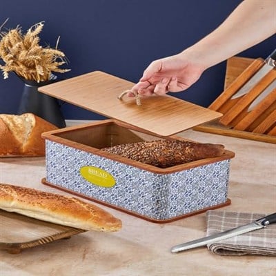Özel Tasarım Doğal Ahşap Ekmeklik Sepeti Lüks Ekmeklik Kutusu Çok Amaçlı Kutu Mutfak Kitchen Bread (Amalfi)