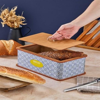 Özel Tasarım Doğal Ahşap Ekmeklik Sepeti Lüks Ekmeklik Kutusu Çok Amaçlı Kutu Mutfak Kitchen Bread (Amalfi)