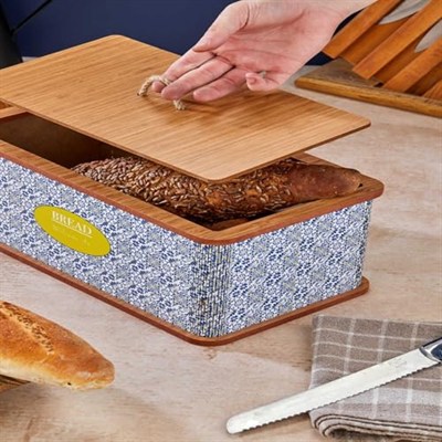 Özel Tasarım Doğal Ahşap Ekmeklik Sepeti Lüks Ekmeklik Kutusu Çok Amaçlı Kutu Mutfak Kitchen Bread (Amalfi)