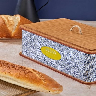 Özel Tasarım Doğal Ahşap Ekmeklik Sepeti Lüks Ekmeklik Kutusu Çok Amaçlı Kutu Mutfak Kitchen Bread (Amalfi)