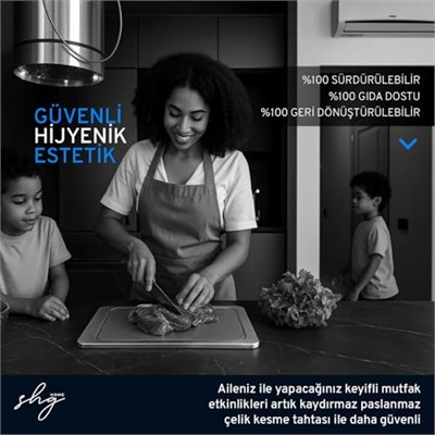 Özel Tasarımlı 304 Paslanmaz Çelik Kesme Tahtası1,5 mm Kalınlık, 23 X 34 cm Yıkanabilir, Gıda Temasına Uygun, Hijyenik