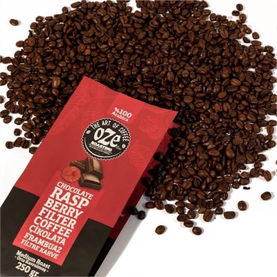 Ozeline Çikolata Frambuaz Aromalı Filtre Kahve 250 g – Makine için Öğütülmüş – Kağıt ve Metal Filtreye Uygun - Seçenekler: Fransız Vanilyası Aromalı, Fındık Aromalı...