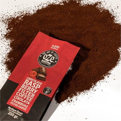Ozeline Çikolata Frambuaz Aromalı Filtre Kahve 250 g – Makine için Öğütülmüş – Kağıt ve Metal Filtreye Uygun - Seçenekler: Fransız Vanilyası Aromalı, Fındık Aromalı...