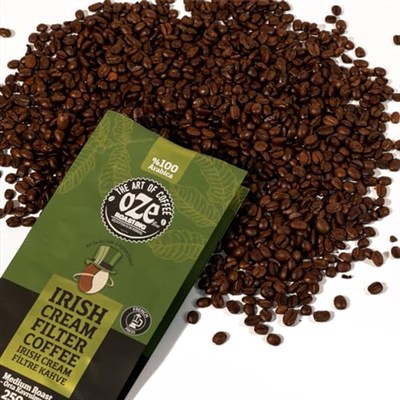 Ozeline Irish Cream Aromalı Filtre Kahve 250 g – Makine için Öğütülmüş – Kağıt ve Metal Filtreye Uygun