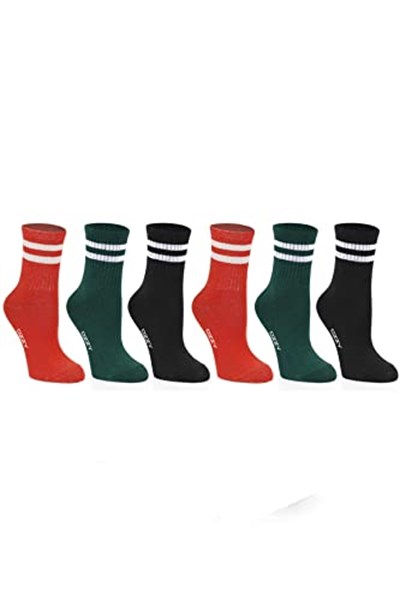 Ozzy Socks 6lı Yumuşak ve Dayanıklı Çizgili Tenis Çorabı - Rahat ve Sıkmayan Tasarım