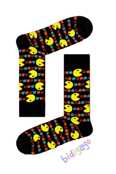 Pacman Desenli Unisex Kolej Çorap Renkli 36-44 36-44
