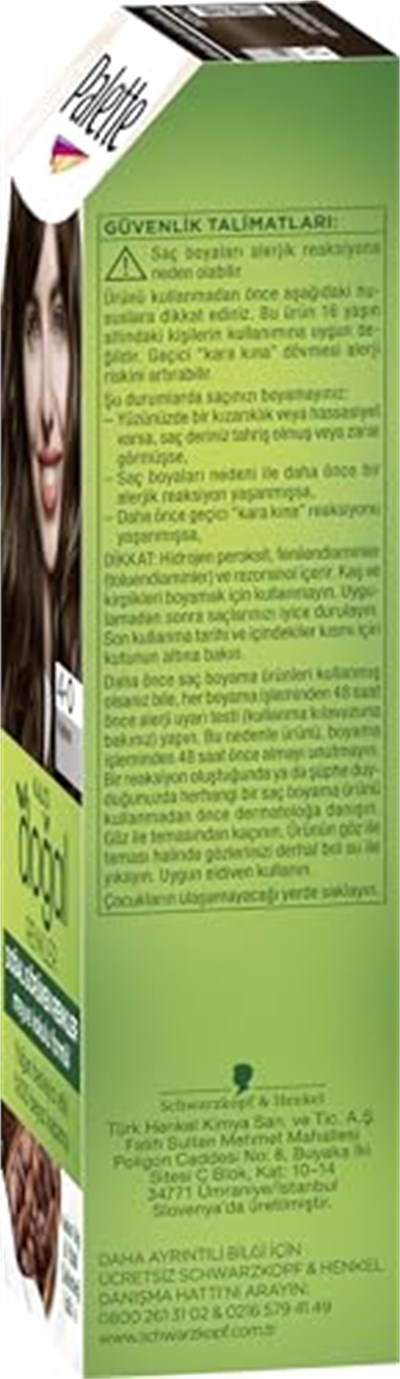 Palette Kalıcı Doğal Renkler 4-0 Amber Kahve Saç Boyası