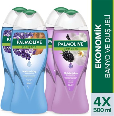 Palmolive Moments Lavanta Yağları ve Böğürtlen ile Nemlendirici Banyo ve Duş Jeli 500ml x 4 Adet
