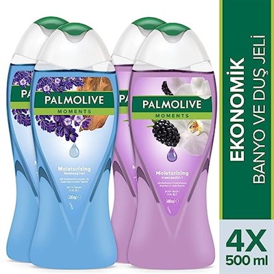 Palmolive Moments Lavanta Yağları ve Böğürtlen ile Nemlendirici Banyo ve Duş Jeli 500ml x 4 Adet