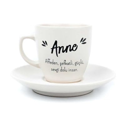 PALTO TASARIM Anne Krem Türk Kahvesi Fincanı - Hediye Seramik Türk Kahvesi Fincanı