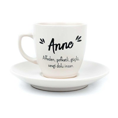 PALTO TASARIM Anne Krem Türk Kahvesi Fincanı - Hediye Seramik Türk Kahvesi Fincanı