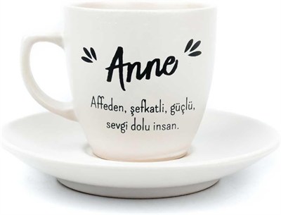 PALTO TASARIM Anne Krem Türk Kahvesi Fincanı - Hediye Seramik Türk Kahvesi Fincanı