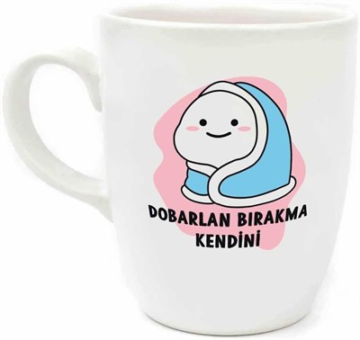 PALTO TASARIM Dobarlan Bırakma Kendini Krem Oval Kupa - Hediye Seramik Kupa