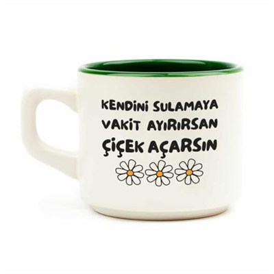 PALTO TASARIM Kendini Sulamaya Vakit Ayırırsan Çiçek Açarsın Beyaz Venüs Kupa - Hediye Seramik Kupa