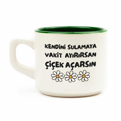 PALTO TASARIM Kendini Sulamaya Vakit Ayırırsan Çiçek Açarsın Beyaz Venüs Kupa - Hediye Seramik Kupa