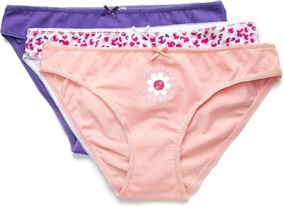 Pamuklu Külot Brief 3lü Paket Desenli Kurdele Detaylı