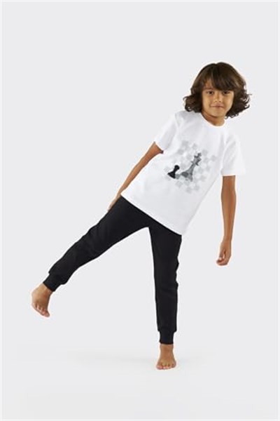 Panço Erkek Çocuk Beli Lastikli Siyah Pijama Altı