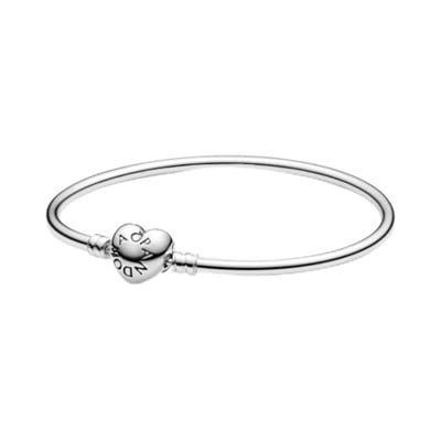 Pandora, Charm Uyumlu Kalp Klips Bangle Bileklik, Tüm Boyutlar17-19-21cm takıNM361
