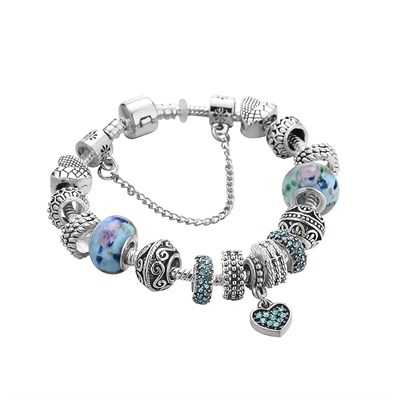 Pandora Tarz, Tarz, Mavi Taşlı Charm Bileklik, Ahşap Kutu Içerisinde