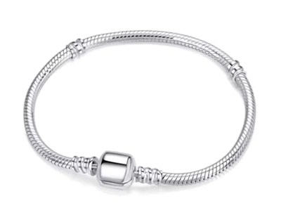 Pandora Tipi Charm Uyumlu Yılan Zincir Bileklik Kadın, Yuvarlak Tokalı Gümüş Renk Şık Bileklik, Paslanmaz Çelik Dayanıklı Bileklik, Hediyelik Kadın Takı Özel Günler İçin