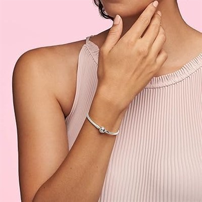 Pandora Tipi Charm Uyumlu Yılan Zincir Bileklik Kadın, Yuvarlak Tokalı Gümüş Renk Paslanmaz Çelik Şık Bileklik, Dayanıklı Hediyelik Kadın Takı Özel Günler İçin