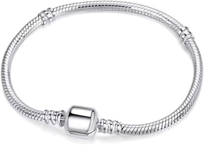 Pandora Tipi Charm Uyumlu Yılan Zincir Bileklik Kadın, Yuvarlak Tokalı Gümüş Renk Şık Bileklik, Paslanmaz Çelik Dayanıklı Bileklik, Hediyelik Kadın Takı Özel Günler İçin