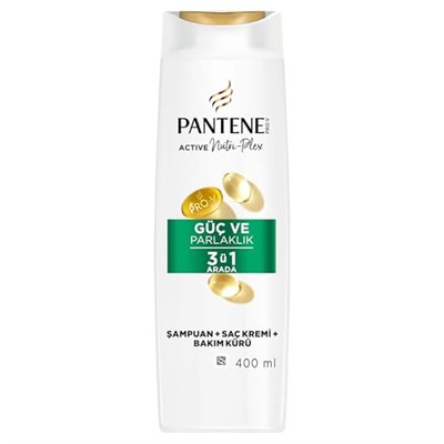 PANTENE Güç ve Parlaklık 3ü 1 Arada Şampuan 400 ml - Seçenekler: Standart 3lü paket, Standart