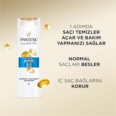 PANTENE Temel Bakım 3ü 1 Arada Şampuan 400 ml - Seçenekler: Standart, Standart 3lü paket
