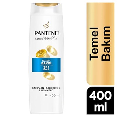 PANTENE Temel Bakım 3ü 1 Arada Şampuan 400 ml - Seçenekler: Standart, Standart 3lü paket