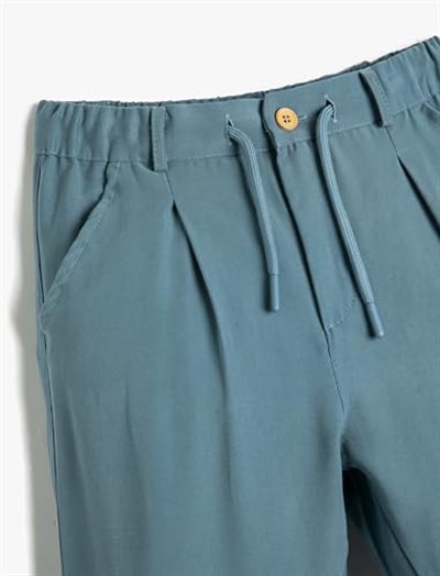 Pantolon Beli Bağlamalı ve Lastikli Cepli Dar Paça