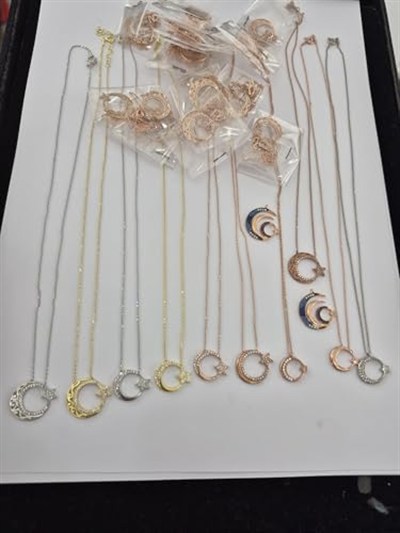 Papatya Silver 925 Ayar Rose Altın Kaplama Gümüş Ay Yıldız Kolye
