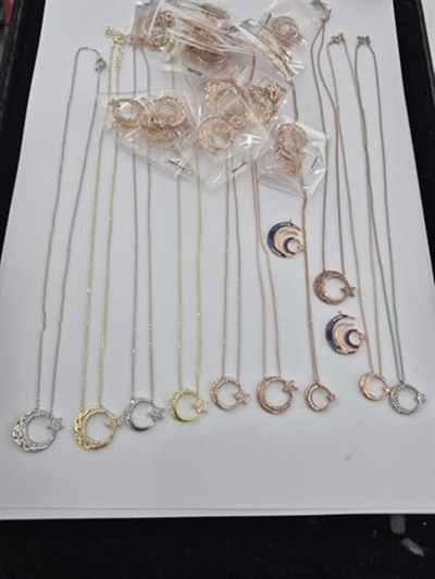 Papatya Silver 925 Ayar Rose Altın Kaplama Gümüş Ay Yıldız Kolye