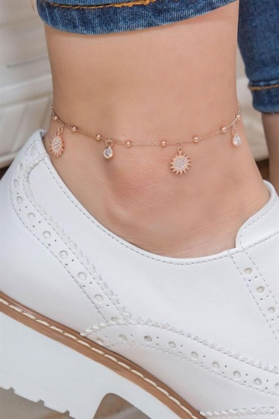 Papatya Silver Sallantılı Güneş Ve Atom Taşlı Dorica Gümüş Halhal