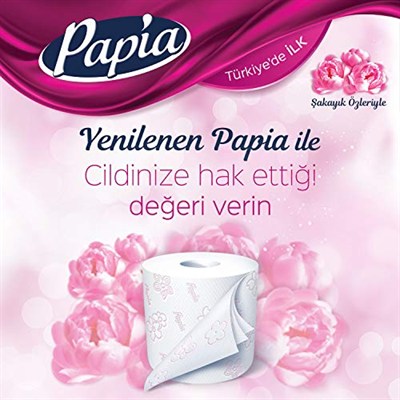 Papia 3 Katlı Egzotik Şakayık Özleriyle Parfümlü 32li Cilt Tuvalet Kağıdı (1 x 32 Rulo)