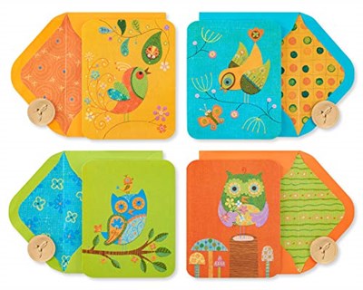 Papyrus Zarflı, Baykuşlu ve Kuşlu Boş Kartlar (20 Adet)