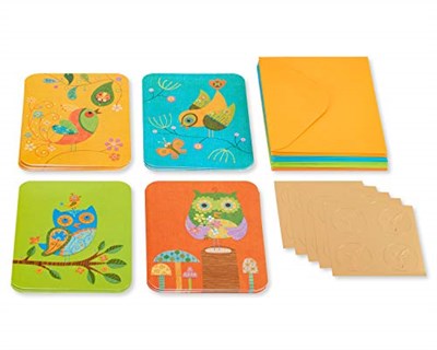 Papyrus Zarflı, Baykuşlu ve Kuşlu Boş Kartlar (20 Adet)
