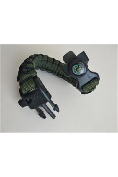Paracord Cobra Işlemeli Model Ateş Başlatıcı + Pusulalı Survival Acil Durum Bilekliği-2