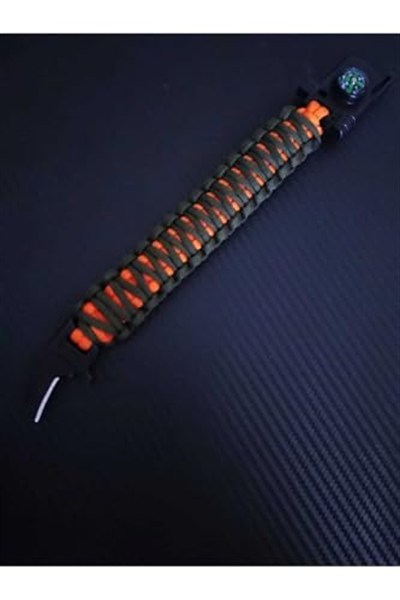Paracord King Cobra Survival Bileklik ASKERİ YEŞİL-TURUNCU L