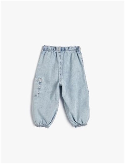 Paraşüt Kot Pantolon Pamuklu Beli Lastikli Cepli - Parachute Jean