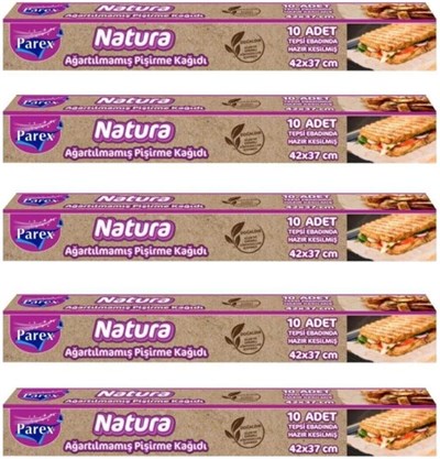 PAREX 1909405-5 Natura Ağartılmamış Hazır Pişirme Kağıdı 10lu X 5 Adet,