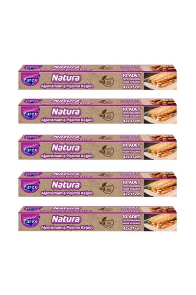 PAREX 1909405-5 Natura Ağartılmamış Hazır Pişirme Kağıdı 10lu X 5 Adet,
