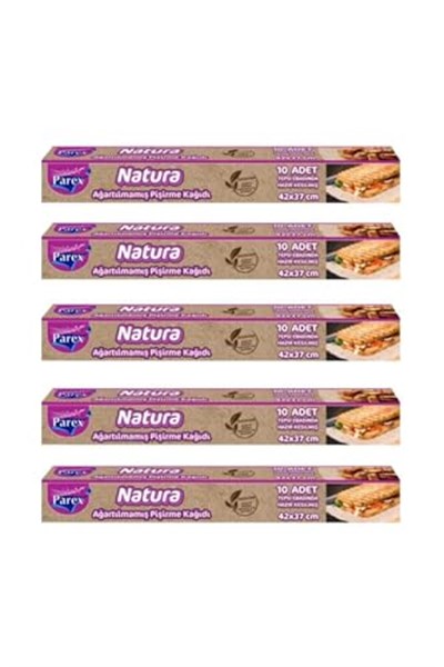 PAREX 1909405-5 Natura Ağartılmamış Hazır Pişirme Kağıdı 10lu X 5 Adet,