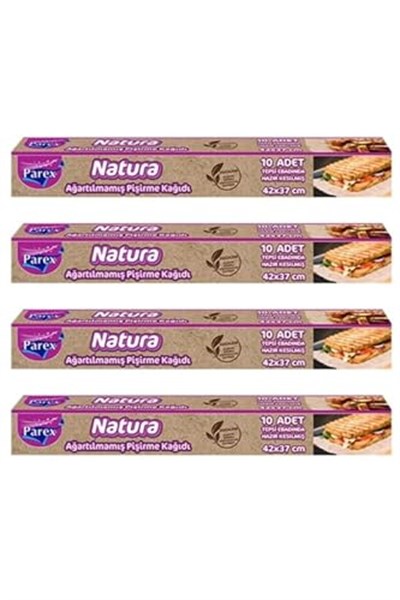 PAREX 776456 Natura 4 Adet Ağartılmamış Organik Hazır Kesilmiş Pişirme Kağıdı 10lu,