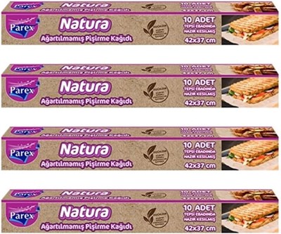 PAREX 776456 Natura 4 Adet Ağartılmamış Organik Hazır Kesilmiş Pişirme Kağıdı 10lu,