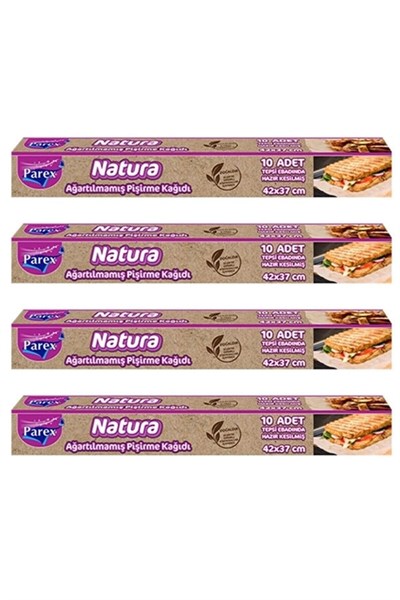 PAREX 776456 Natura 4 Adet Ağartılmamış Organik Hazır Kesilmiş Pişirme Kağıdı 10lu,