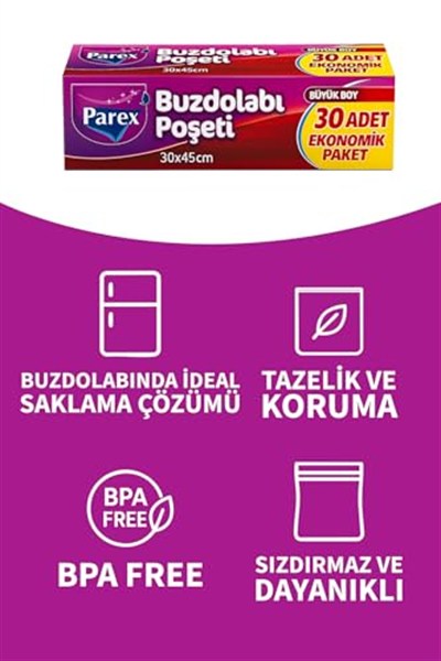 Parex Büyük Boy Buzdolabı Poşeti 30Lu X 5 Adet