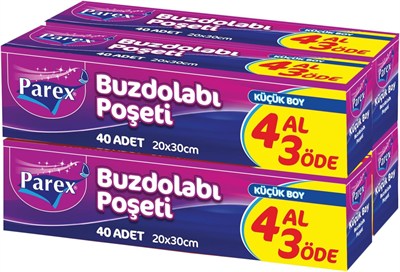 Parex Buzdolabı Poşeti Küçük Boy 20x30 cm 200 Adet 4 Al 3 Öde
