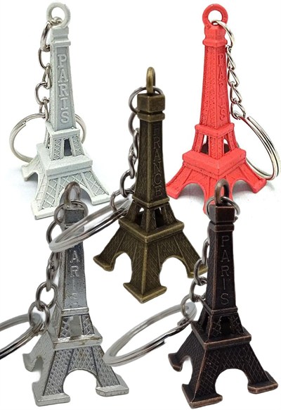 Paris Eyfel Kulesi Renkli 3D Metal Anahtarlık 5 Adet
